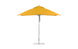 The Ledge Lounger Essential Fiberglass Umbrella, 8.5 Rectangle Pulley in yellow, features a metal pole with a circular base and marine-grade fabric for wind resistance and lasting durability.