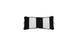 The Ledge Lounger Signature Headrest Pillow, featuring a slightly curved rectangular shape with black and white vertical stripes and small white handles, is perfect for in-pool relaxation.