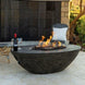 American Fyre 60" Calais Oval Fire Table with modern burner and glass top.