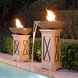 American Fyre Designs 40-inch Marseille fire and water bowls with blue flames and water feature.