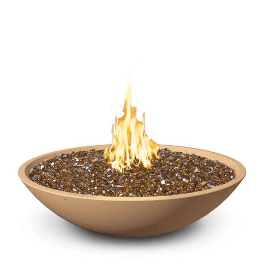 American Fyre Designs 40-inch Marseille fire and water bowls with blue flames and cascading water feature.