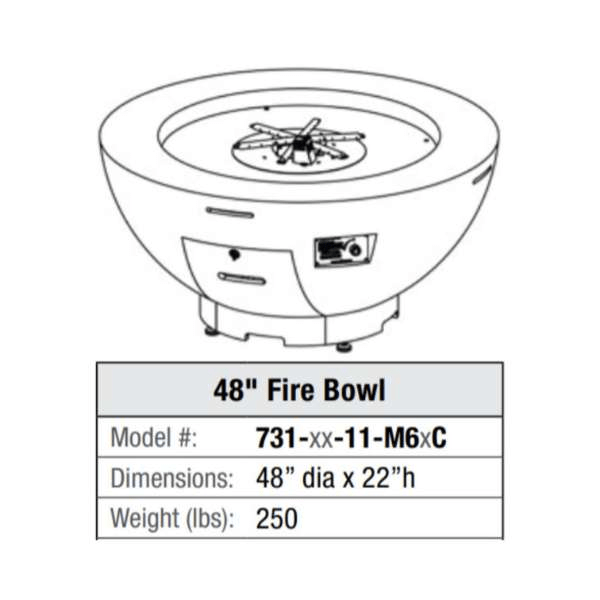 American Fyre Designs 48" fire bowl with blue glass stones and stainless steel trim