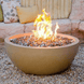American Fyre Designs 48" fire bowl with a sleek black finish and glass top.