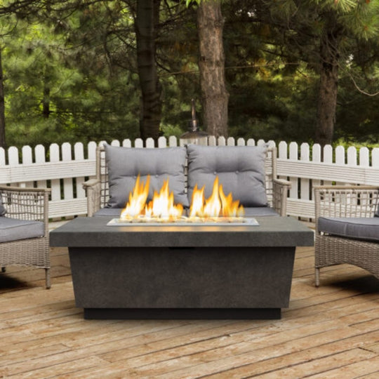 American Fyre Designs Contempo fireplace with propane drawer, modern design, glass front, and metal framework.