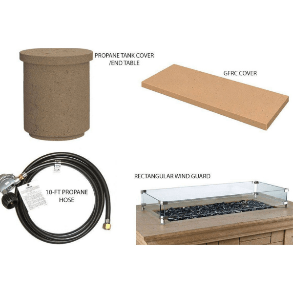 American Fyre Designs Contempo Rectangle Fire Table with sleek stainless steel edges and glass top.