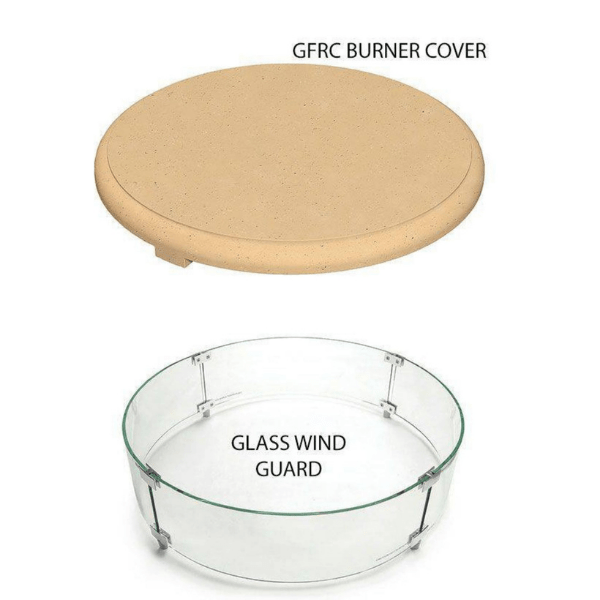 American Fyre Designs Contempo Round Fire Table with glass top and metal frame