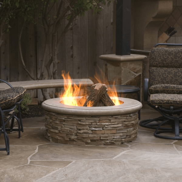 American Fyre Designs Contractor Model fire pit with gray finish and multiple burners.