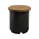 American Fyre Designs Cosmopolitan French Barrel Oak Square Fire Table with black metal frame and glass top.