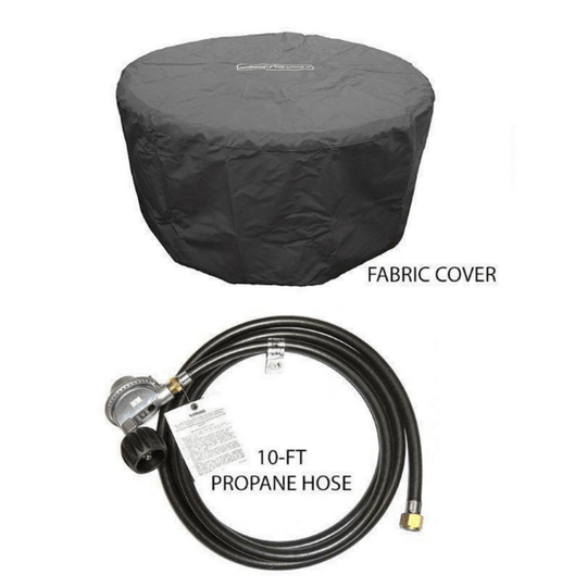 American Fyre Designs Cosmopolitan round fire table with glass top and metal frame.