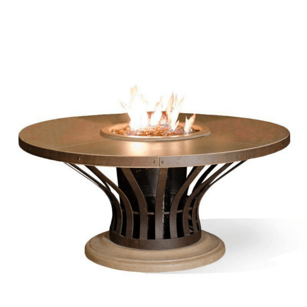 American Fyre Designs Fiesta dining fire table with glass top and modern design.