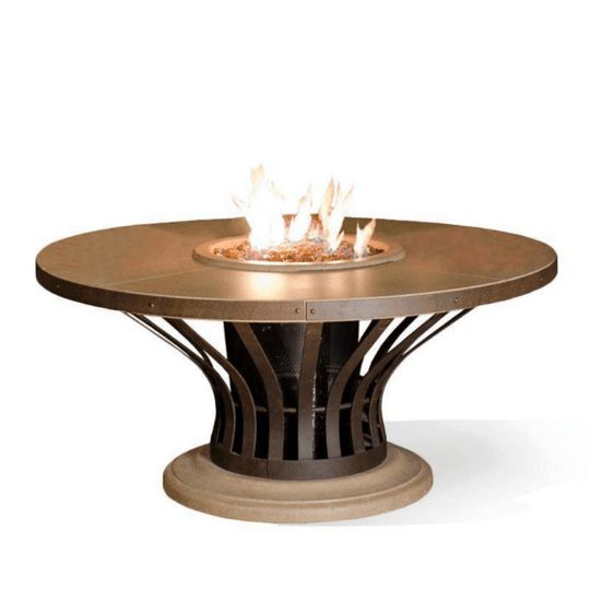 American Fyre Designs Fiesta dining fire table with glass top and modern design.
