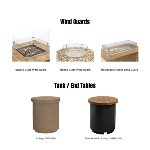 American Fyre Designs Fiesta dining fire table with glass top and stainless steel frame.