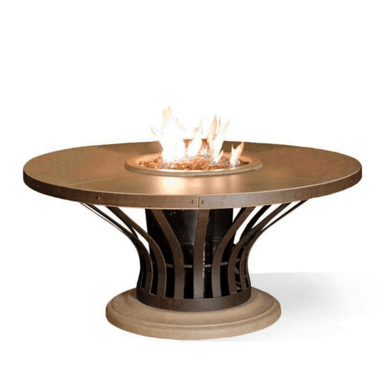 American Fyre Designs Fiesta Fire Table with glass top and stainless steel frame.