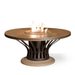 American Fyre Designs Fiesta Fire Table with glass top and stainless steel frame.