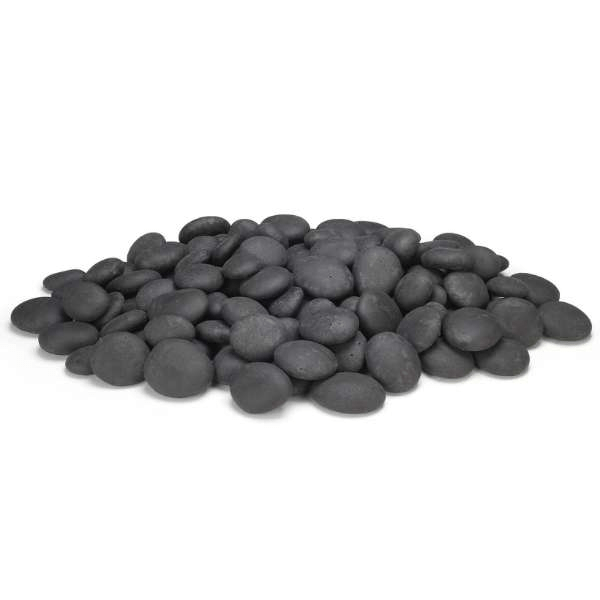 American Fyre Designs Fire Pit Black Creekstones CSTN-20-B with black stones and grill grate.