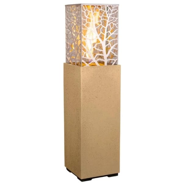 American Fyre Designs Magnolia Lantern with a bronze finish and glass panels.