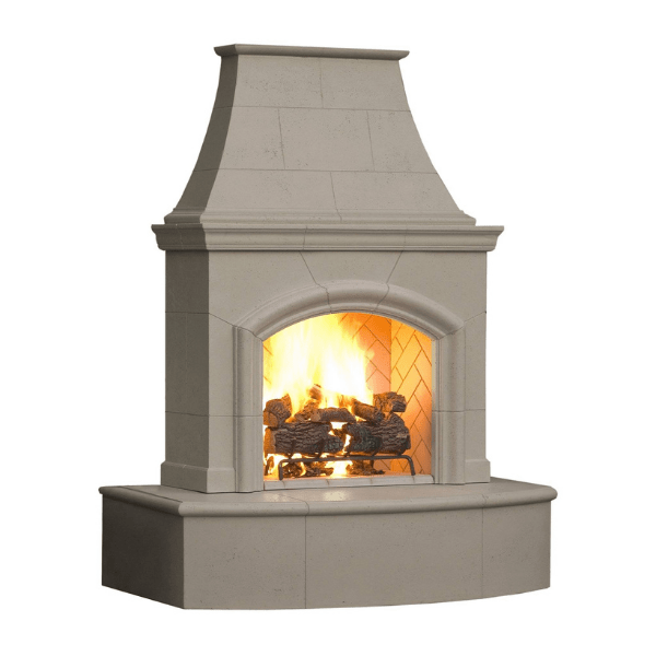American Fyre Designs Phoenix Fireplace 017 with glass front and stone surround