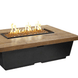 American Fyre Designs Reclaimed Wood Contempo Rectangle Fire Table with sleek edges and natural wood finish.