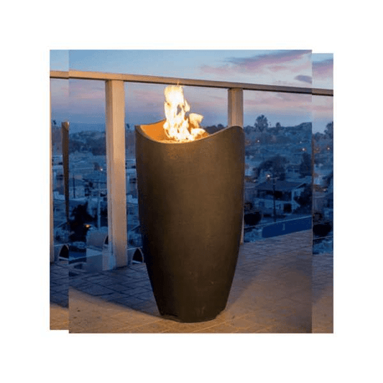 American Fyre Designs Wave Fire Urn in gray with curved edges and a modern design.