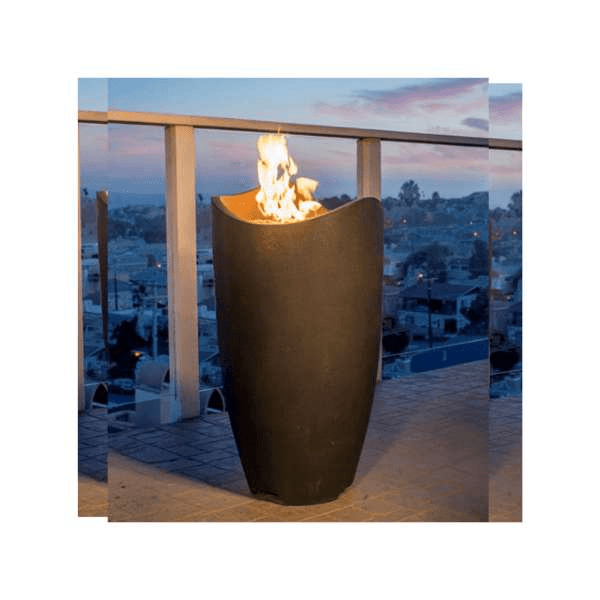 American Fyre Designs Wave Fire Urn in gray with curved edges and a modern design.
