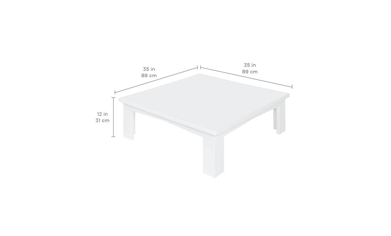 The Mainstay Sectional Endcap by Ledge Lounger is a minimalist white square coffee table, perfect for your outdoor space. It measures 35 inches (89 cm) in length and width and stands 12 inches (31 cm) tall, ideal for adding that extra table space you need.