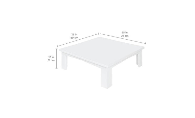 The Mainstay Sectional Endcap by Ledge Lounger is a minimalist white square coffee table, perfect for your outdoor space. It measures 35 inches (89 cm) in length and width and stands 12 inches (31 cm) tall, ideal for adding that extra table space you need.