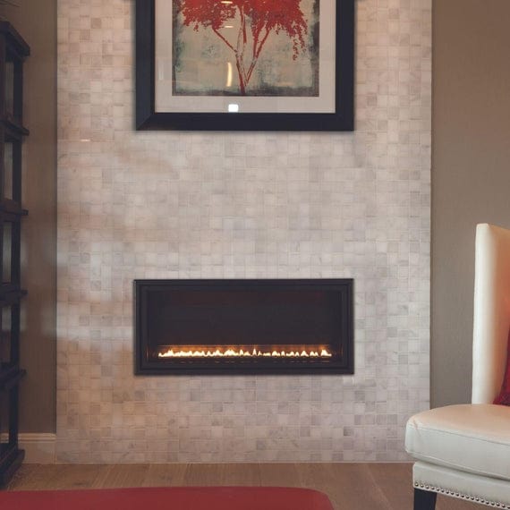Empire Boulevard 30-inch slim line wall mounted ventless gas fireplace with modern design and clean lines.