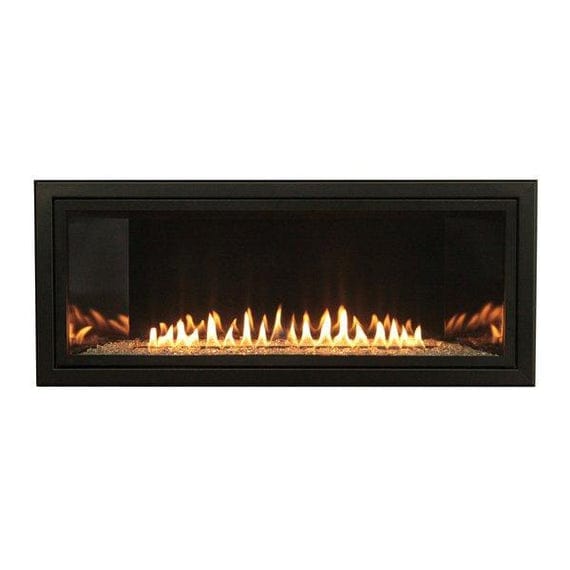 Empire Boulevard 36-inch/48-inch linear vent-free gas fireplace with modern design and glass front.