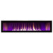Empire Boulevard 60-inch linear vent-free gas fireplace with modern black frame and glass front.