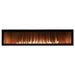 Empire Boulevard 60-inch linear vent-free gas fireplace with sleek black frame and glass front.
