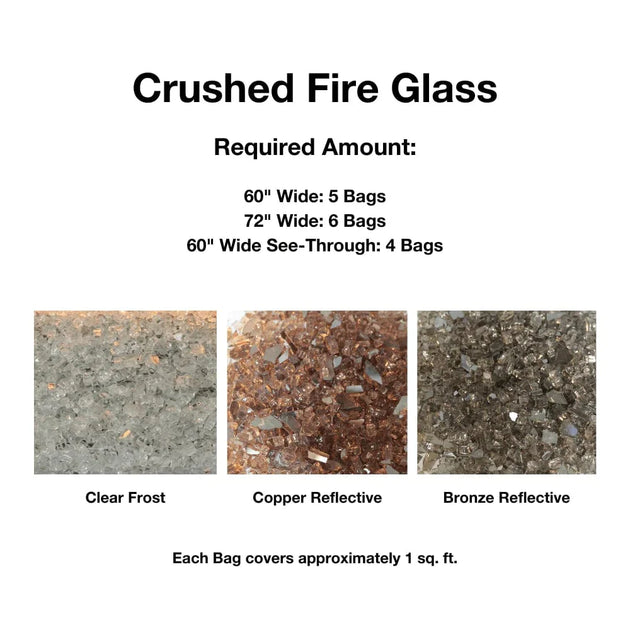 Empire Boulevard 60-inch linear vent-free see-through gas fireplace with modern glass front and sleek design.