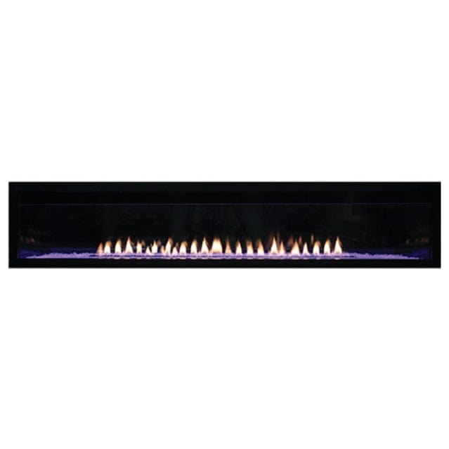 Empire Boulevard 72-inch linear vent-free gas fireplace with modern glass front and sleek design.