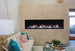 Empire Boulevard 72-inch linear vent-free gas fireplace with sleek black frame and glass front.
