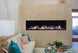 Empire Boulevard 72-inch linear vent-free gas fireplace with sleek black frame and glass front.