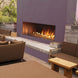 Empire Carol Rose vent-free outdoor linear gas fireplace in a modern design with glass front and sides.