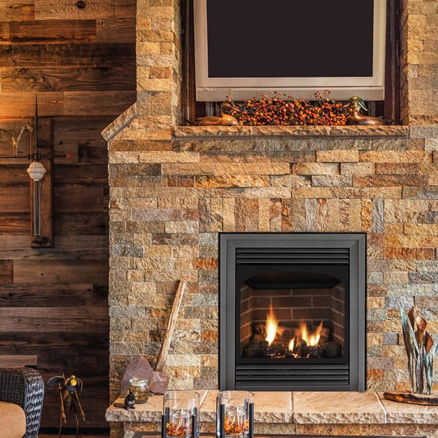 Empire Vail 24 premium vent-free gas fireplace with modern glass front and sleek design.