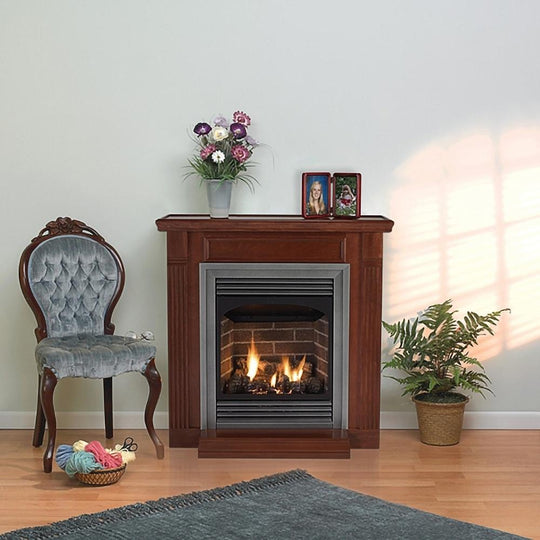 Empire Vail 24 premium vent-free gas fireplace with modern glass front and sleek design.