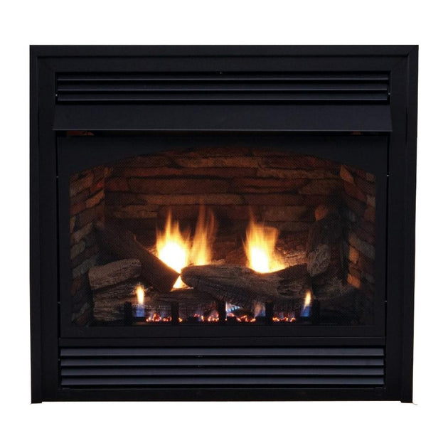 Empire Vail 32 premium vent-free gas fireplace with modern glass front and sleek design.