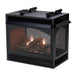 Empire Vail 36 peninsula gas fireplace with three-sided glass and modern design elements