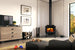 Enerzone Solution 1.7 wood stove with modern design and glass door