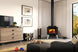 Enerzone Solution 1.7 wood stove with modern design and glass door