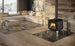 Enerzone Solution 1.7 wood stove with modern design and glass door