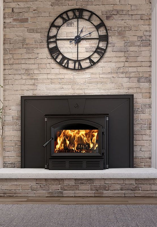 Enerzone Solution 3.5 wood insert with glass front and control panel.