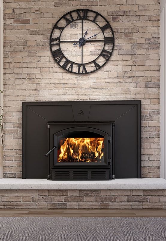 Enerzone Solution 3.5 wood insert with glass front and control panel.