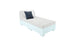 The Affinity 2 Piece Sun Chair by Ledge Lounger is a modern, minimalist white lounge chair made with UV20 rated resin. Ideal for outdoor setups, it has a cushioned seat and backrest plus two square pillows—one white, one dark gray—set on a plain white background.