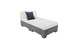 The Affinity 2 Piece Sun Chair by Ledge Lounger includes a white cushion and dark gray throw pillow. Made from UV20 rated resin, its base has a textured gray finish. Slightly angled left, it sits on a plain white background for an elegant outdoor setting.