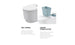 Close-up of the PartyPad Swim-Up Bar by Ledge Lounger: showcases a white drain plug with Swift Draining text and a blue storage bin labeled Superior Storage Solution, ideal for your poolside sipping experience.