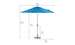 Enhance your outdoor space with the Ledge Lounger 7.5 Octagon Signature 360° Tilt Umbrella in blue, made from premium materials. It stands 95 in/241 cm tall with a diameter of 90 in/229 cm and closes to 75 in/191 cm, featuring a sturdy base of 32 in/81 cm high and 45 in/114 cm wide for lasting luxury.