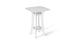 The Haven Hightop Table by Ledge Lounger features a minimalist design with a square white top and open central shelf, supported by four sleek, angled legs. Part of the patio collection, it complements any setting with its durable modern aesthetic against a plain white background.