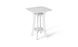 The Haven Hightop Table by Ledge Lounger features a minimalist design with a square white top and open central shelf, supported by four sleek, angled legs. Part of the patio collection, it complements any setting with its durable modern aesthetic against a plain white background.